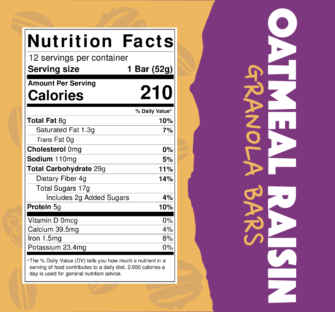 oatmeal raisin bars nutrition facts
