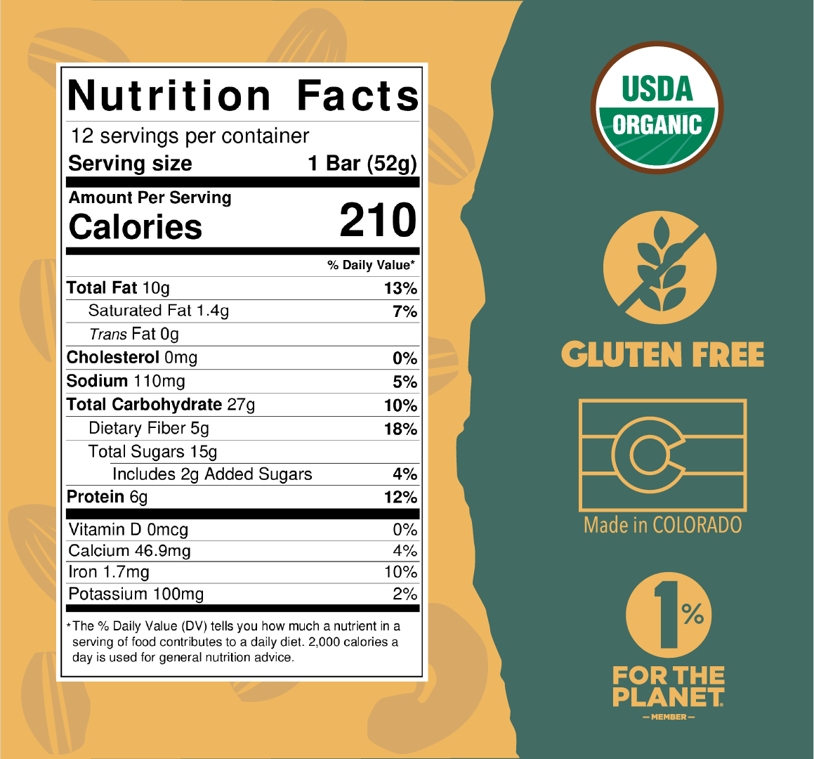 Original nutrition facts with organic certification