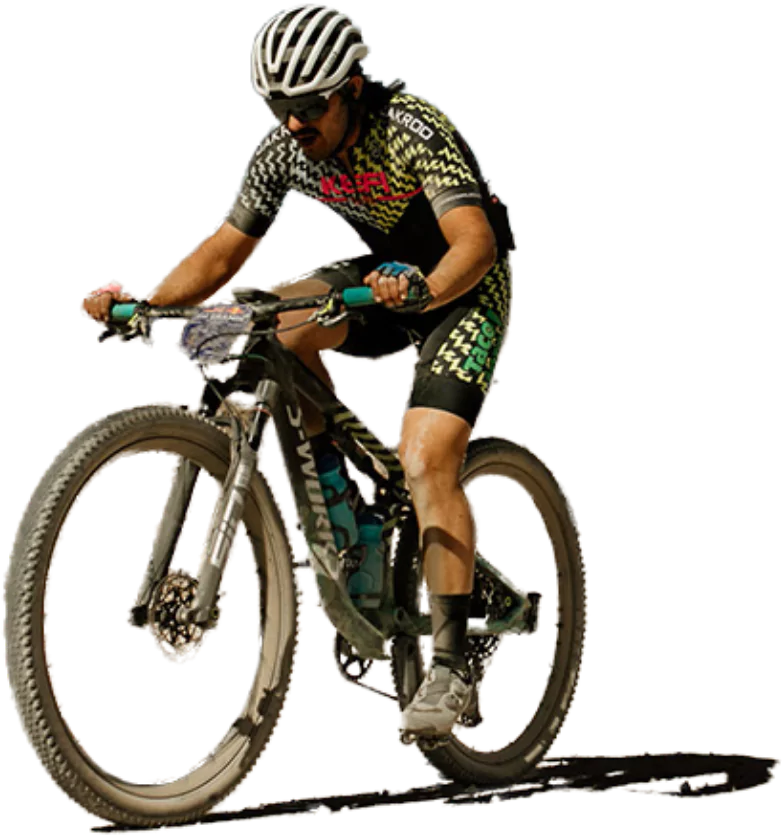 man gravel biking on a mountain bike