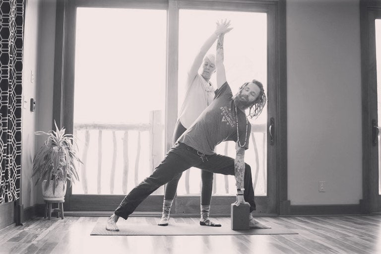 Jerrod Skywalker doing yoga