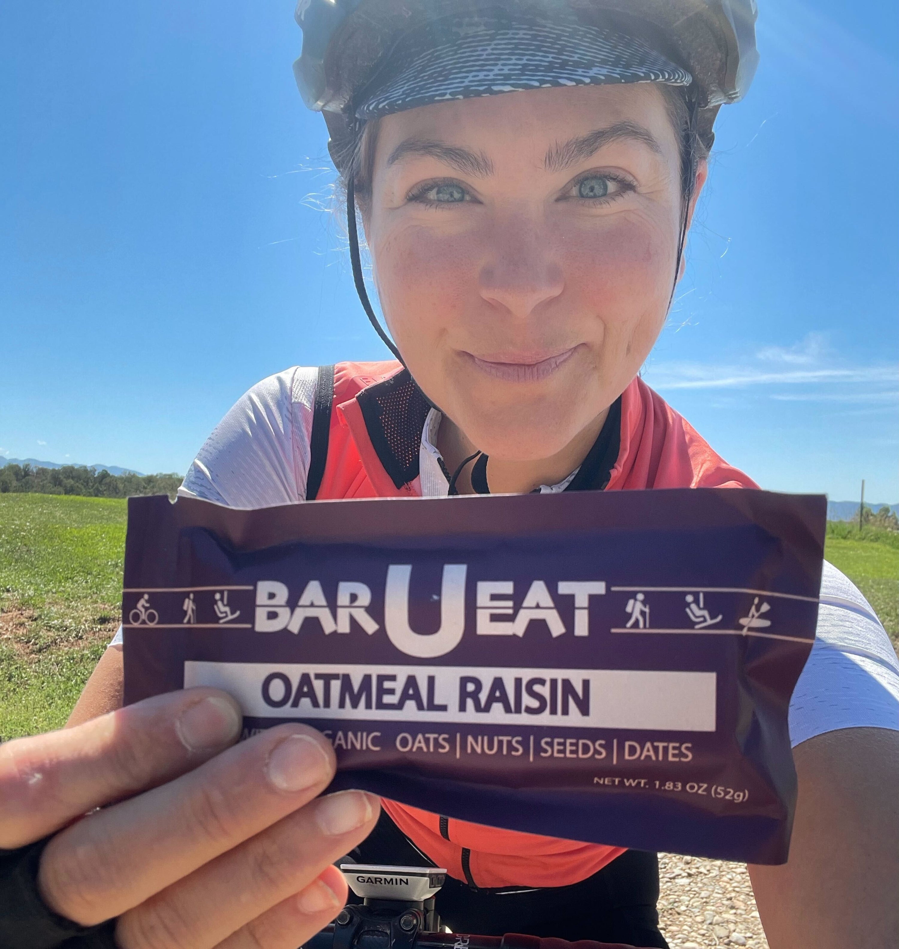 Ashley Carelock holding oatmeal raising bar