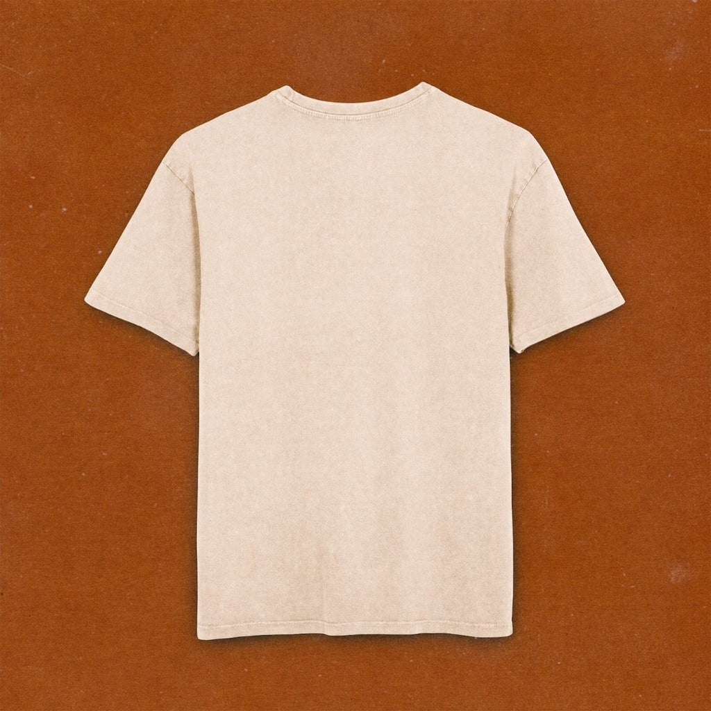 blank back of a tan shirt