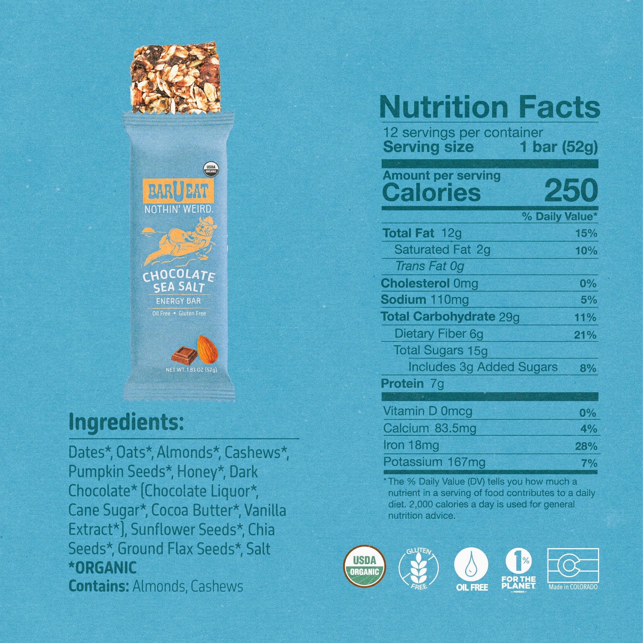bar u eat chocolate sea salt bar nutrition facts