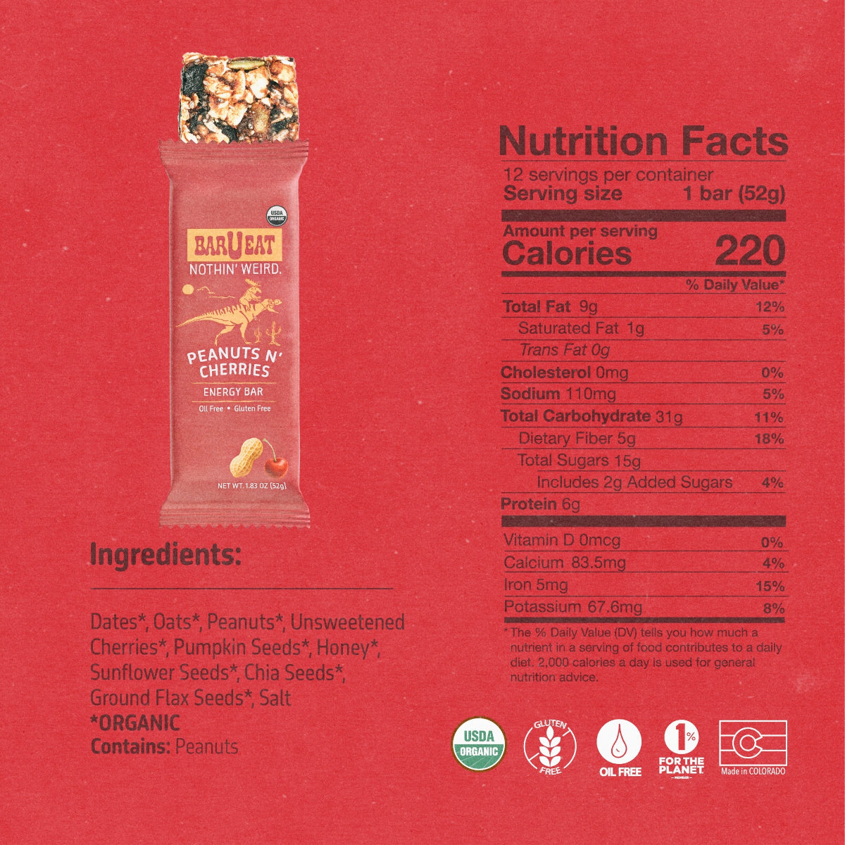 barueat peanut cherry energy bar 