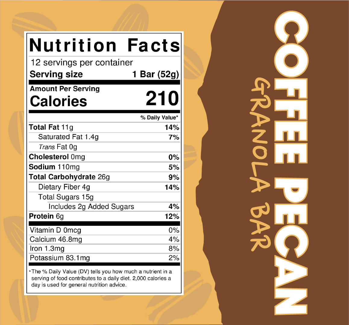 bar u eat coffee pecan nutrition facts