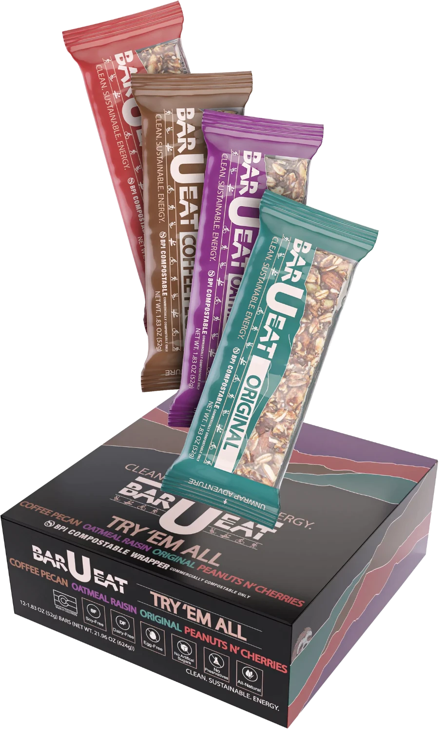 try em all box with all four flavor bars fanned out above it