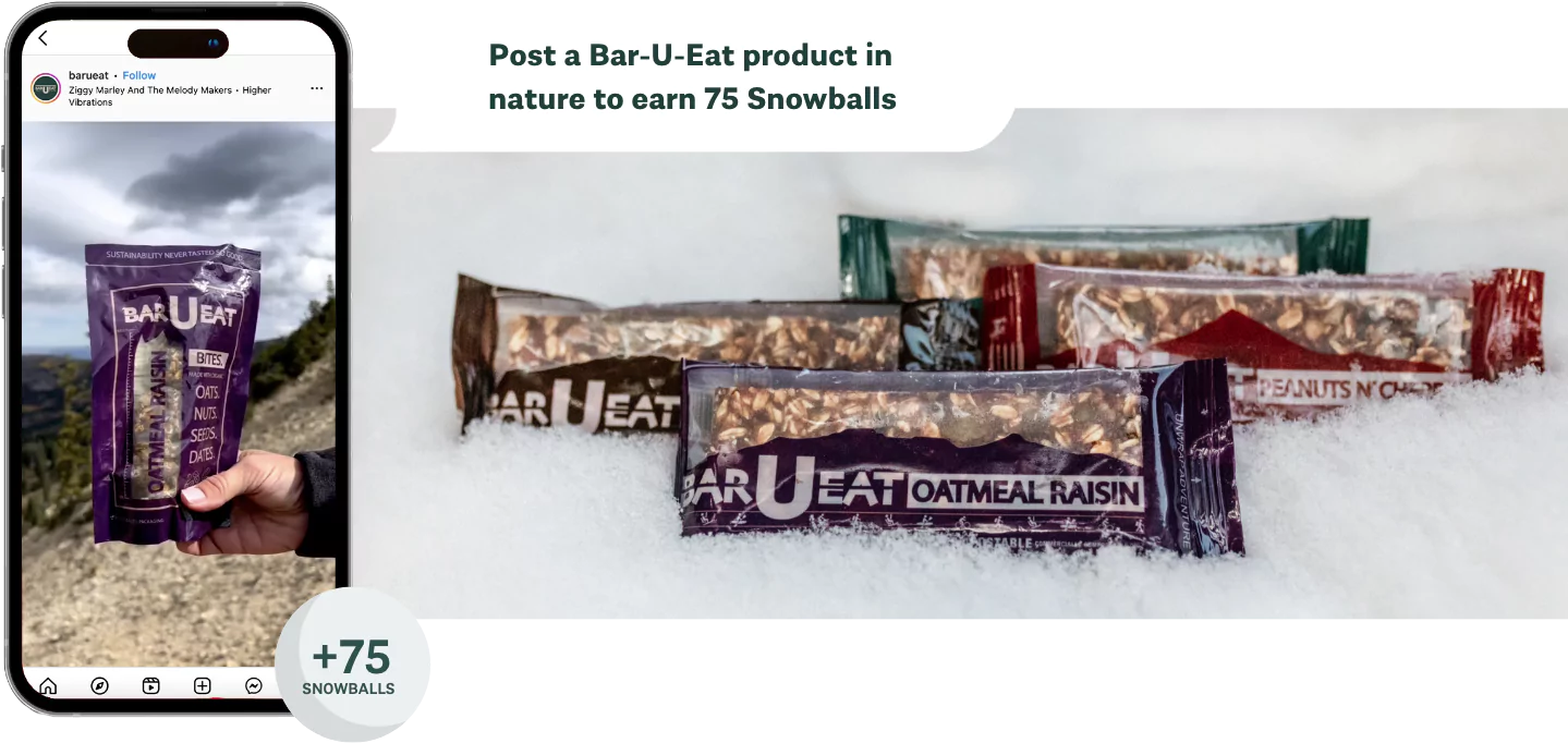 photos of bars in the snow and a bites bag