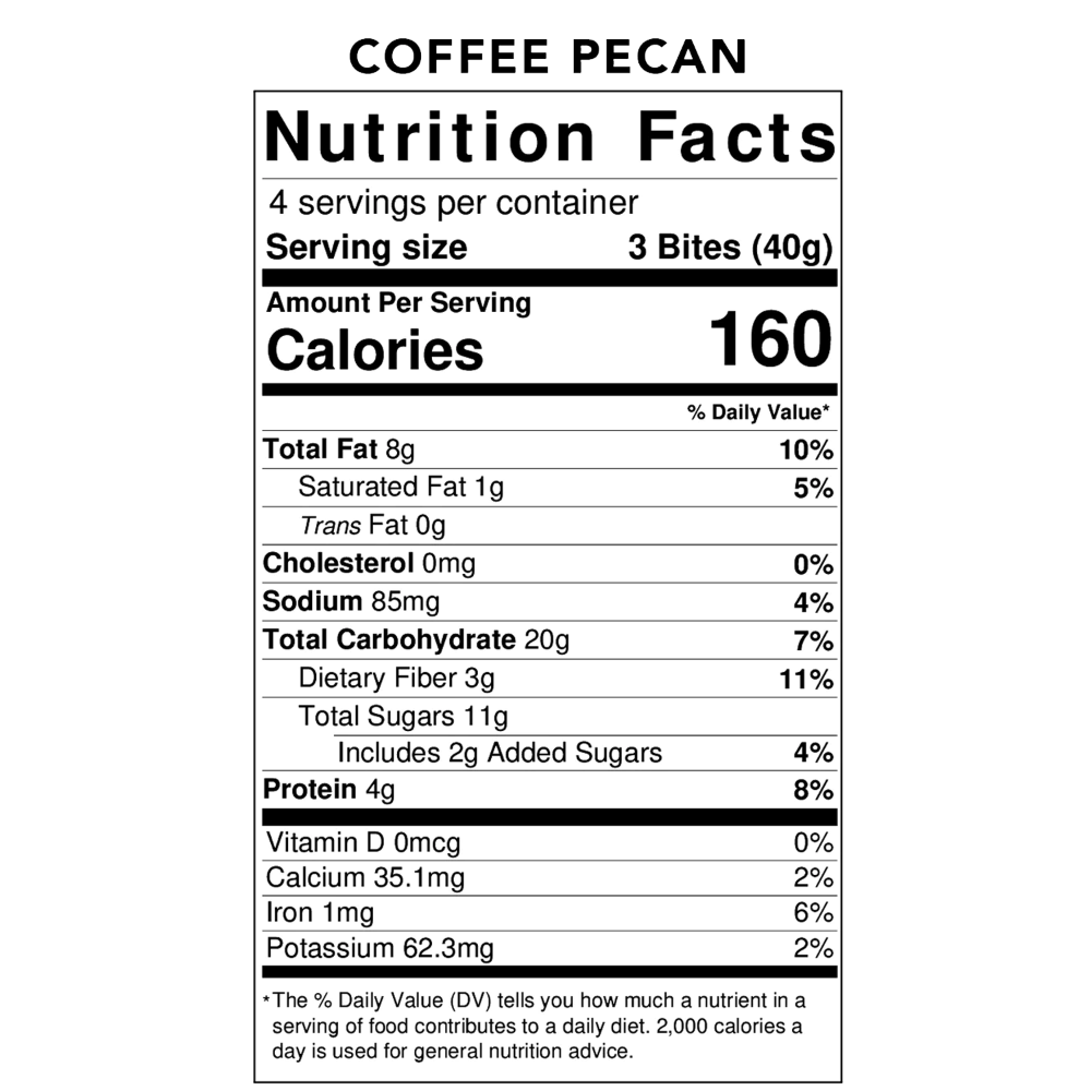 Coffee Pecan nutrition facts for bites